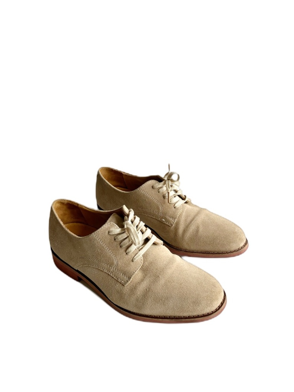 Cole Haan Men’s Great Jones Oxfords Shoes Size 7.5 Cream Beige Suede Derby Dress